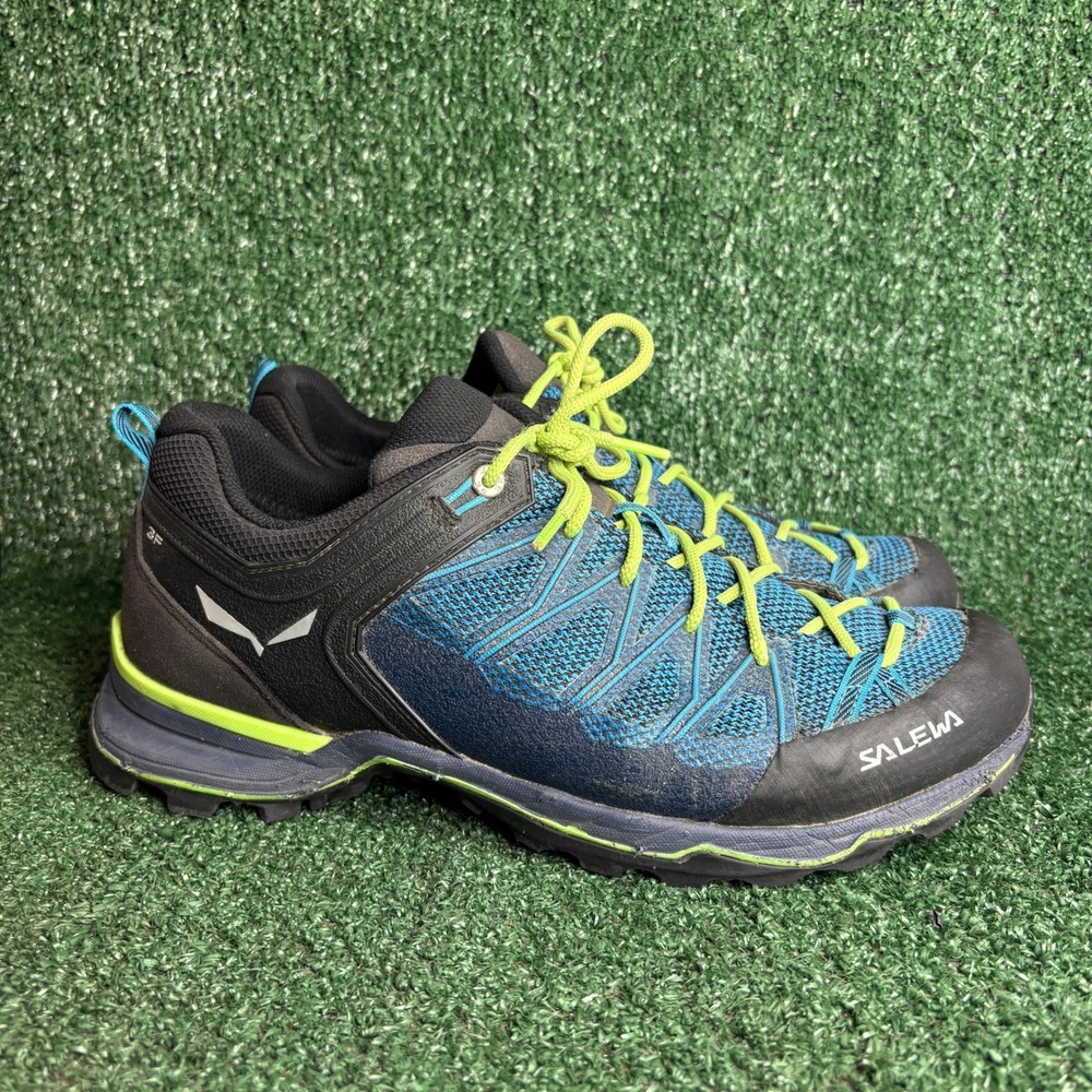 Salewa MTN Trainer Lite Hiking Gorpcore Sport Sneakers Blue Fluo Green Mens 10.5